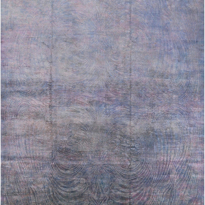 Mid-Century Modern Blue Gray Oriental Rug, urb2111