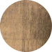 Round Oriental Brown Industrial Rug, urb2111brn