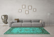 Machine Washable Oriental Turquoise Industrial Area Rugs in a Living Room,, wshurb2112turq