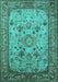 Machine Washable Oriental Turquoise Industrial Area Rugs, wshurb2112turq