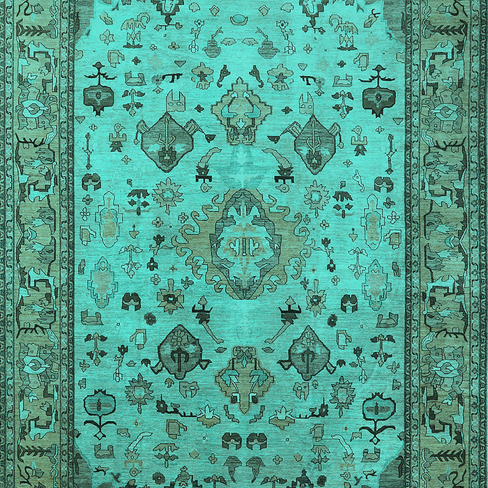 Machine Washable Oriental Turquoise Industrial Area Rugs, wshurb2112turq