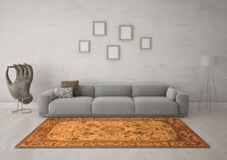 Machine Washable Oriental Orange Industrial Area Rugs in a Living Room, wshurb2112org