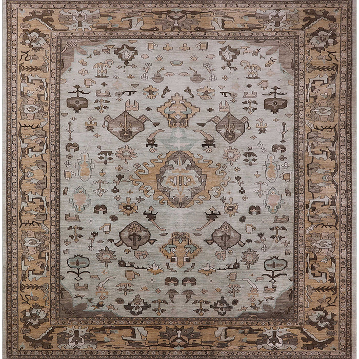 Square Machine Washable Industrial Modern Sepia Brown Rug, wshurb2112