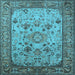 Square Machine Washable Oriental Light Blue Industrial Rug, wshurb2112lblu