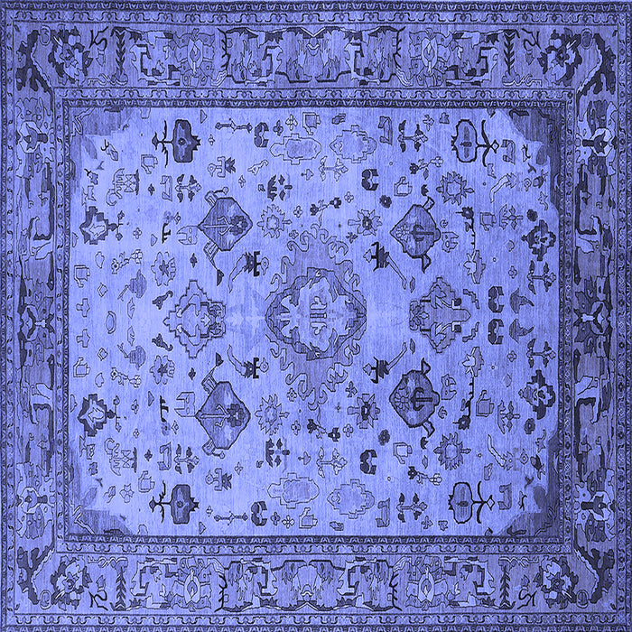 Square Machine Washable Oriental Blue Industrial Rug, wshurb2112blu