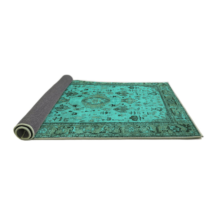 Sideview of Oriental Turquoise Industrial Rug, urb2112turq