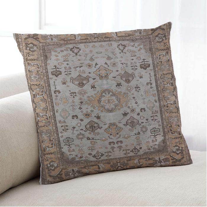 Lifestyle Image of Mid-Century Modern Urban Square Sepia Brown Throw Pillow, 18 inch by 18 inch, pwurb2112