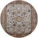 Round Mid-Century Modern Reddish Brown Oriental Rug, urb2112