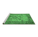 Sideview of Machine Washable Oriental Emerald Green Industrial Area Rugs, wshurb2112emgrn