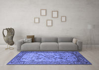 Machine Washable Oriental Blue Industrial Rug, wshurb2112blu