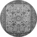 Round Oriental Gray Industrial Rug, urb2112gry