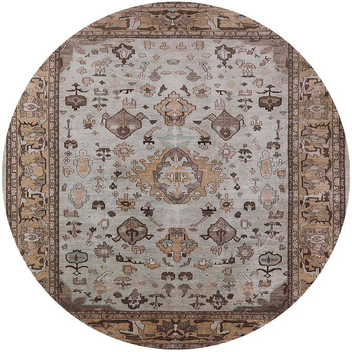 Round Machine Washable Industrial Modern Sepia Brown Rug, wshurb2112