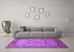 Machine Washable Oriental Purple Industrial Area Rugs in a Living Room, wshurb2112pur