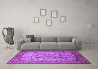 Machine Washable Oriental Purple Industrial Rug, wshurb2112pur