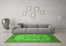 Machine Washable Oriental Green Industrial Area Rugs in a Living Room,, wshurb2112grn