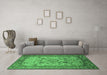 Machine Washable Oriental Emerald Green Industrial Area Rugs in a Living Room,, wshurb2112emgrn