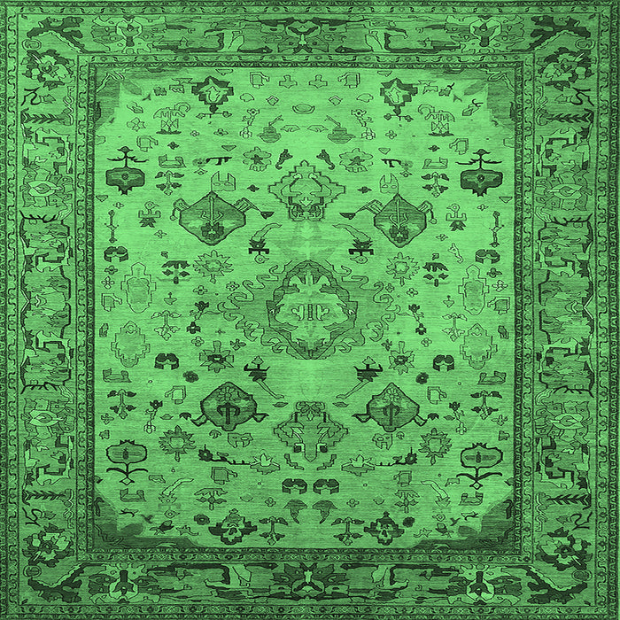 Square Oriental Emerald Green Industrial Rug, urb2112emgrn