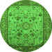 Round Oriental Green Industrial Rug, urb2112grn