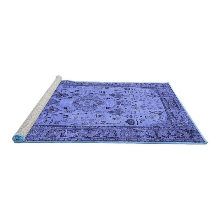 Sideview of Machine Washable Oriental Blue Industrial Rug, wshurb2112blu