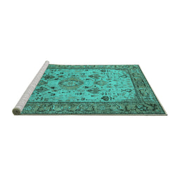 Sideview of Machine Washable Oriental Turquoise Industrial Area Rugs, wshurb2112turq