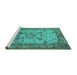 Sideview of Machine Washable Oriental Turquoise Industrial Area Rugs, wshurb2112turq