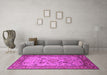 Machine Washable Oriental Pink Industrial Rug in a Living Room, wshurb2112pnk