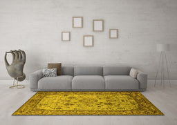 Machine Washable Oriental Yellow Industrial Rug in a Living Room, wshurb2112yw