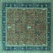 Square Oriental Turquoise Industrial Rug, urb2113turq