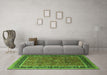 Machine Washable Oriental Green Industrial Area Rugs in a Living Room,, wshurb2113grn