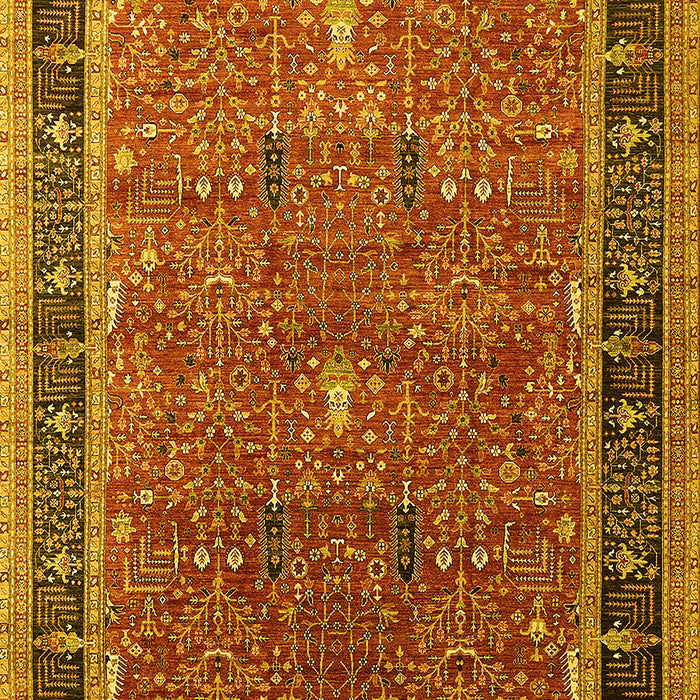 Machine Washable Oriental Yellow Industrial Rug, wshurb2113yw