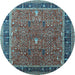 Round Oriental Light Blue Industrial Rug, urb2113lblu