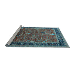 Sideview of Machine Washable Oriental Light Blue Industrial Rug, wshurb2113lblu