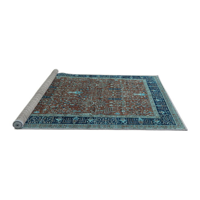 Sideview of Machine Washable Oriental Light Blue Industrial Rug, wshurb2113lblu