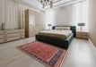 Mid-Century Modern Light Copper Gold Oriental Rug in a Bedroom, urb2113