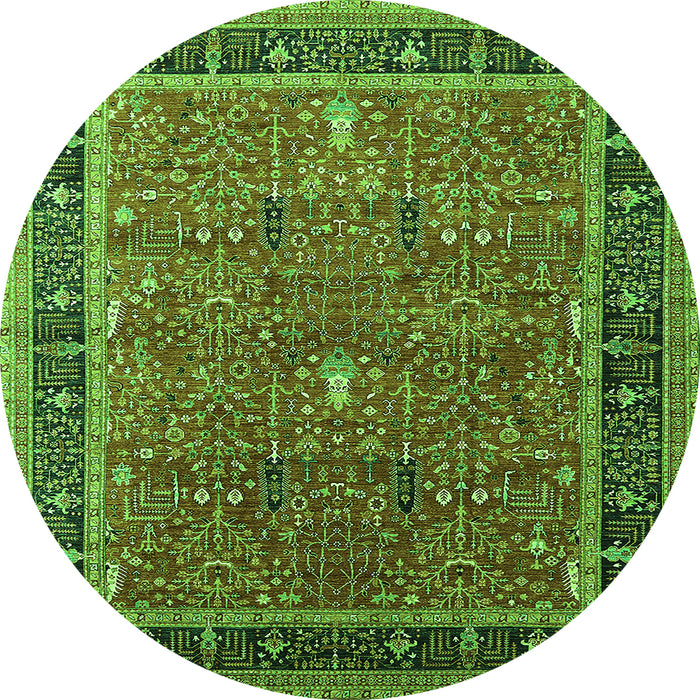 Round Oriental Green Industrial Rug, urb2113grn