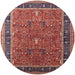 Round Mid-Century Modern Light Copper Gold Oriental Rug, urb2113