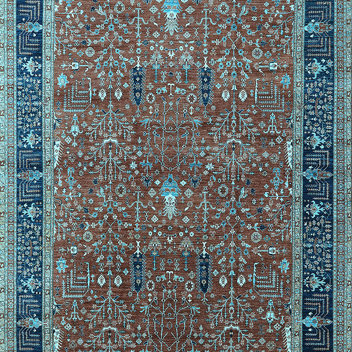 Machine Washable Oriental Light Blue Industrial Rug, wshurb2113lblu