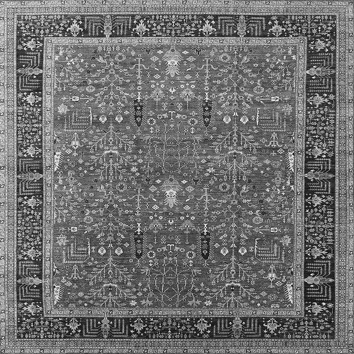 Square Machine Washable Oriental Gray Industrial Rug, wshurb2113gry