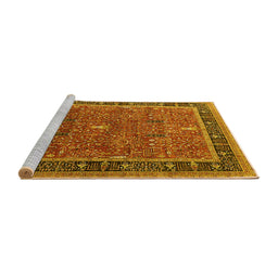 Sideview of Machine Washable Oriental Yellow Industrial Rug, wshurb2113yw