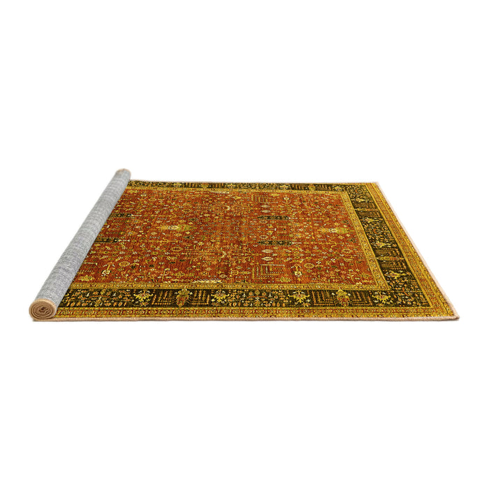 Sideview of Machine Washable Oriental Yellow Industrial Rug, wshurb2113yw