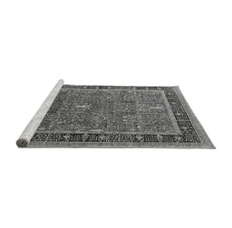 Sideview of Machine Washable Oriental Gray Industrial Rug, wshurb2113gry