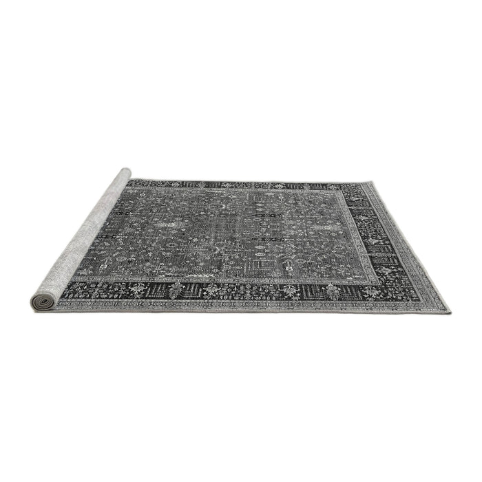 Sideview of Machine Washable Oriental Gray Industrial Rug, wshurb2113gry