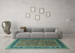 Machine Washable Oriental Turquoise Industrial Area Rugs in a Living Room,, wshurb2113turq