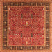 Square Machine Washable Oriental Orange Industrial Area Rugs, wshurb2113org