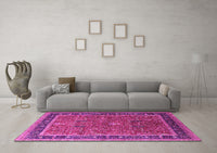 Machine Washable Oriental Pink Industrial Rug, wshurb2113pnk