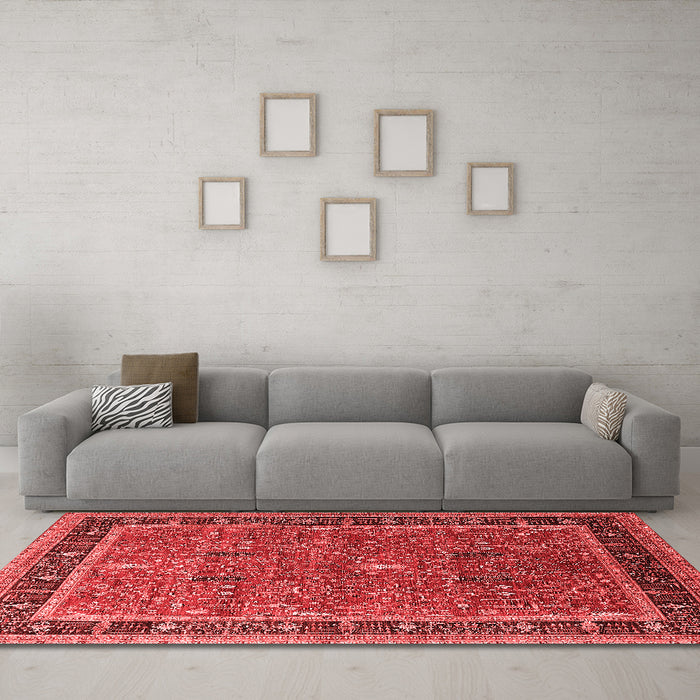 Industrial Red Washable Rugs