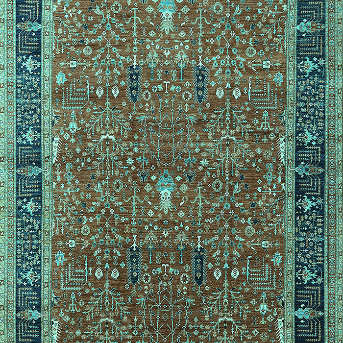 Machine Washable Oriental Turquoise Industrial Area Rugs, wshurb2113turq