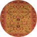 Round Oriental Orange Industrial Rug, urb2114org