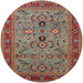 Round Mid-Century Modern Brown Oriental Rug, urb2114