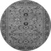 Round Machine Washable Oriental Gray Industrial Rug, wshurb2114gry